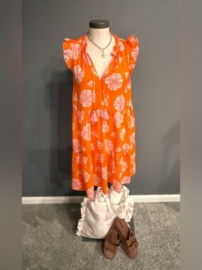 J. Crew Bright Orange Lightweight Sundress